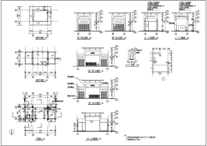某小区多款大门CAD平面设计施工图_图1