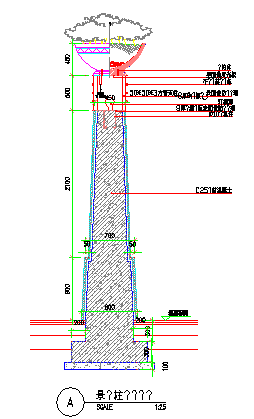 某老年活动中心灯柱CAD设计大样图_图1