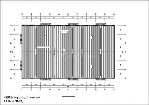 3.5万平米单层三跨门式钢架轻钢结构钢构成品厂房全套建筑设计CAD图纸-图一