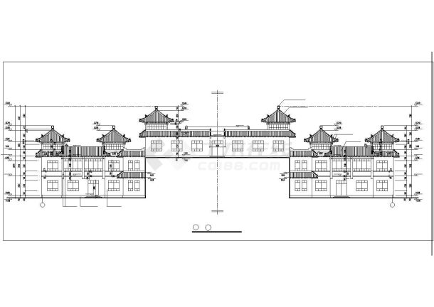 仿古建办公室建筑设计CAD设计图-图二