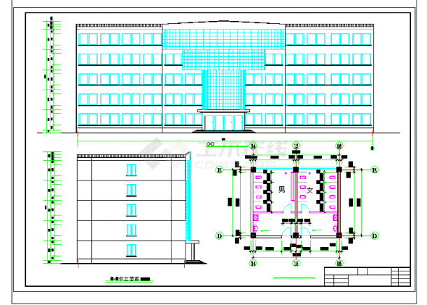 5880平米，五层教学楼毕业课程设计（计算书、建筑、结构图）-图一