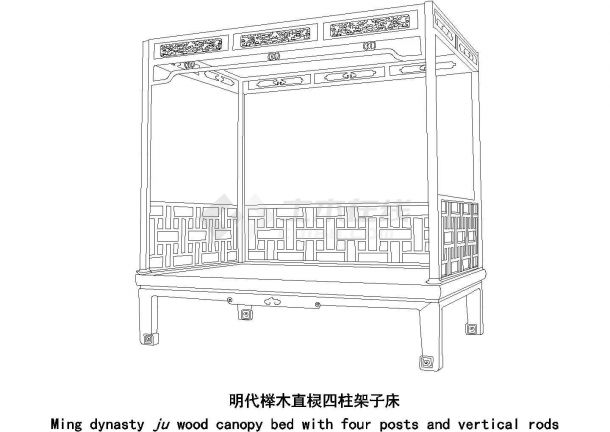 经典20款明清中式古典家具（床榻类）设计图-图二