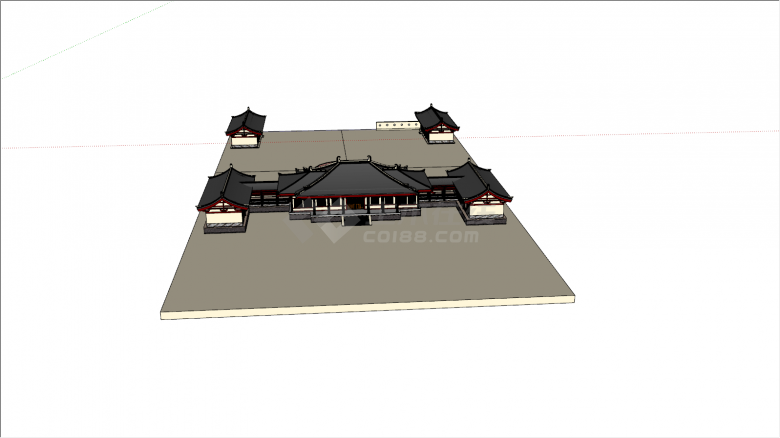 中式古殿豪华古建房su模型-图二