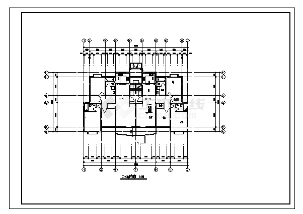某六层住宅楼建筑施工cad图(含平面图，共四张)-图二