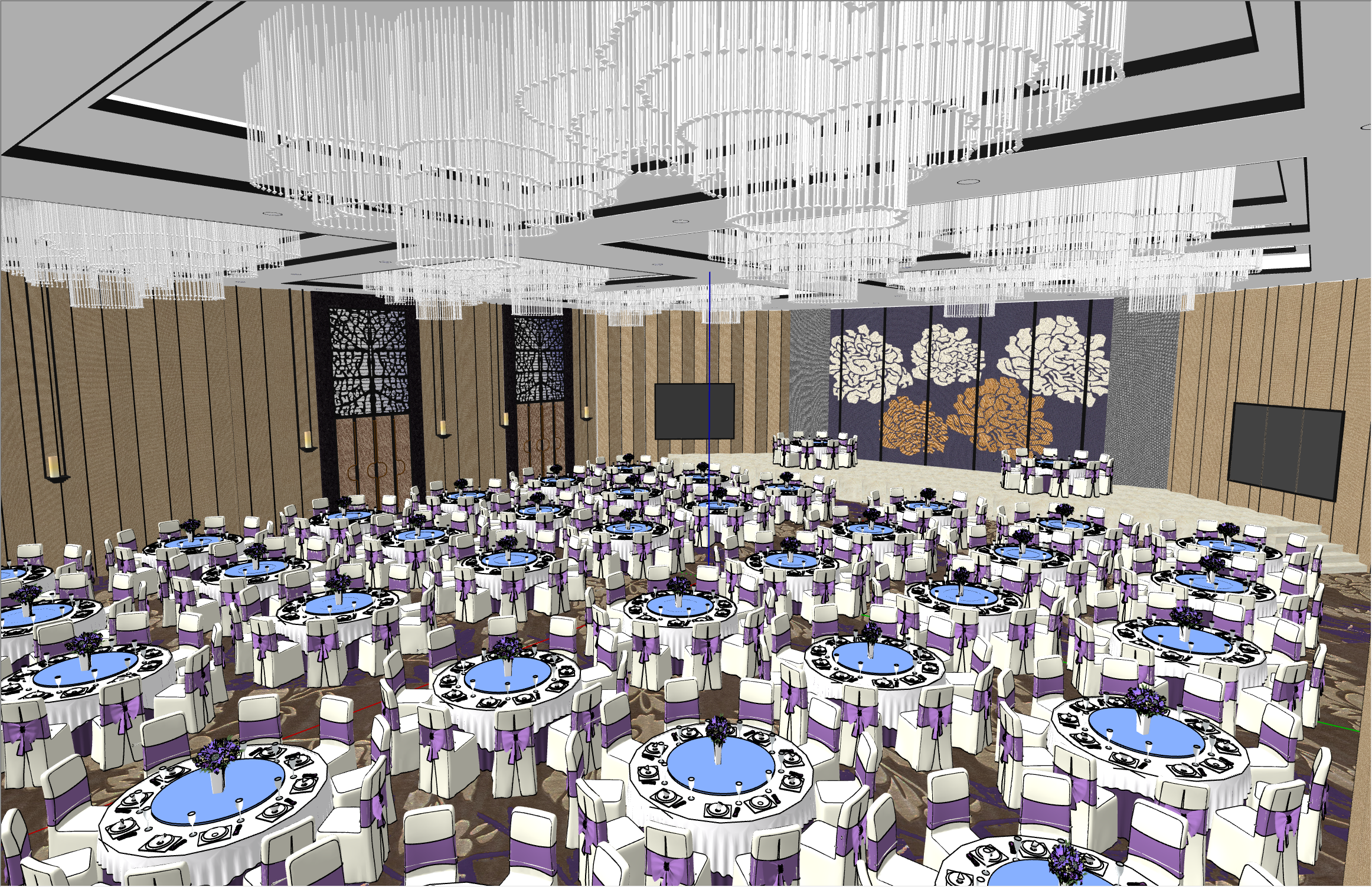 豪华水晶新中式宴会厅su模型-图二