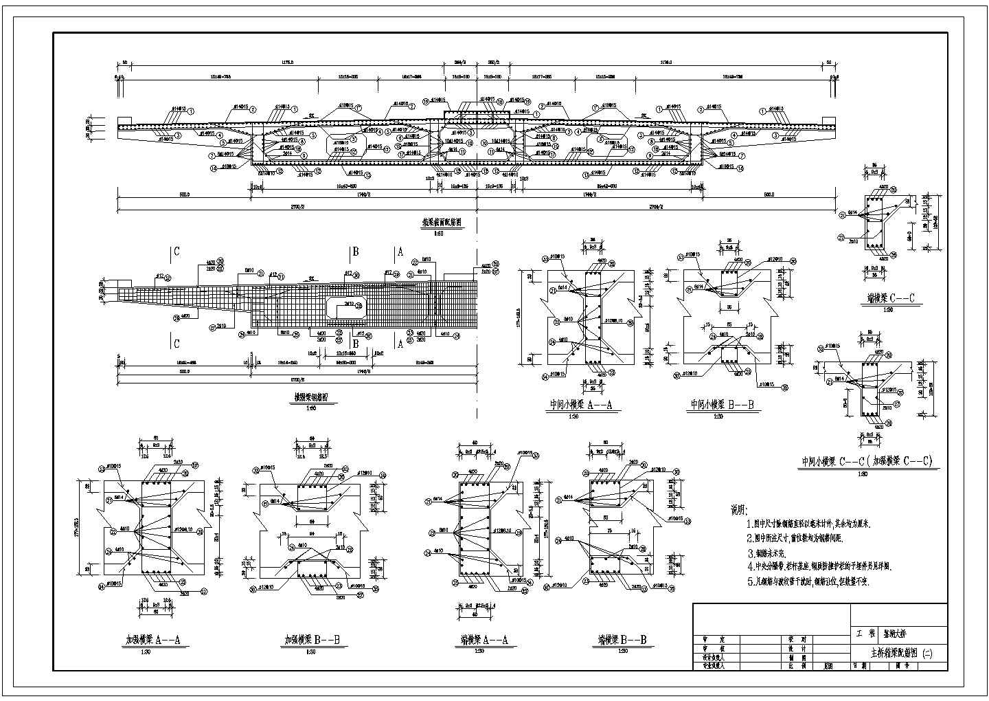 某五跨连续预应力混凝土中承式单肋钢管砼无推力拱CAD详图