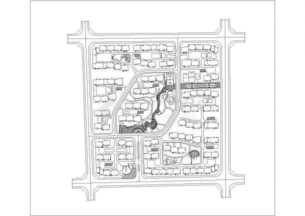 某现代风格高级多层住宅小区规划设计cad总平面施工图（含技术经济指标，含多套设计）-图二