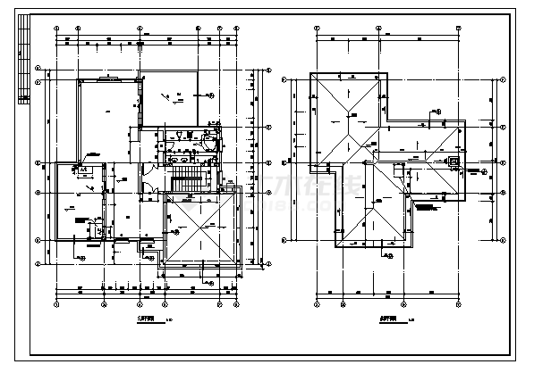 478平方米三层别墅建筑施工cad图，共五张-图一