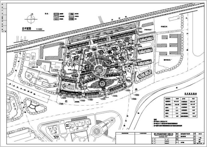 济南巴黎花园高层住宅小区规划设计cad总平面施工图（含技术经济指标）_图1
