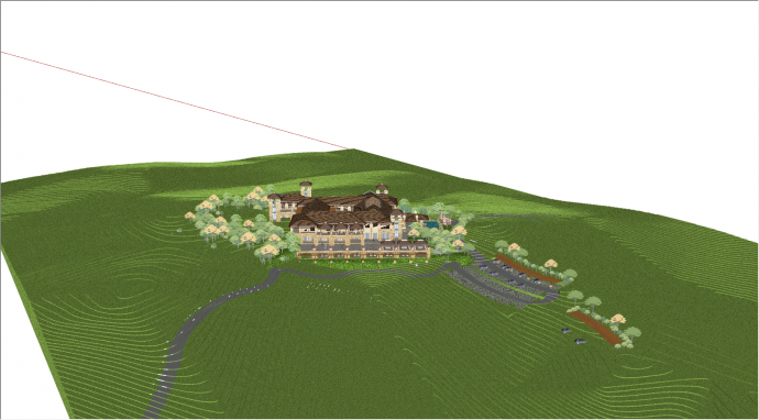 超大独栋建筑高尔夫球场su模型_图1