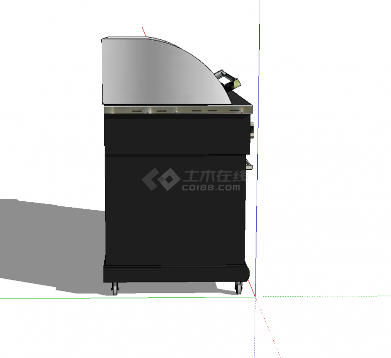 带柜子带烤炉的现代烧烤台su模型-图二