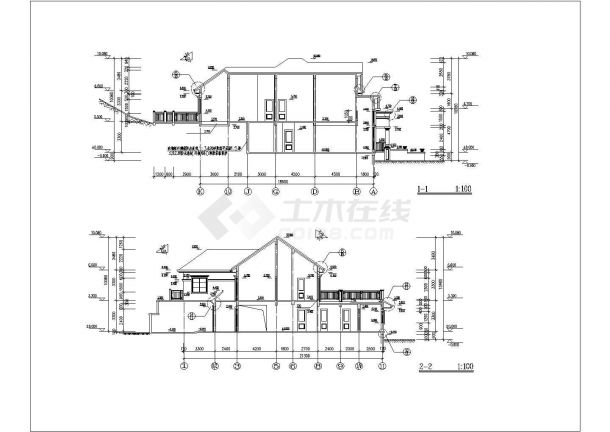 某二层山庄别墅工程设计完整CAD资料（计算书、结构图纸）-图二