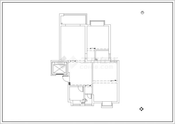 某三房两厅一卫户型私宅室内装修设计cad全套施工图（甲级院设计）-图二