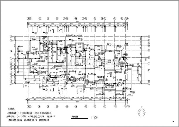 某多层框架结构住宅楼设计cad全套建施图（含施工说明，18张图）-图一