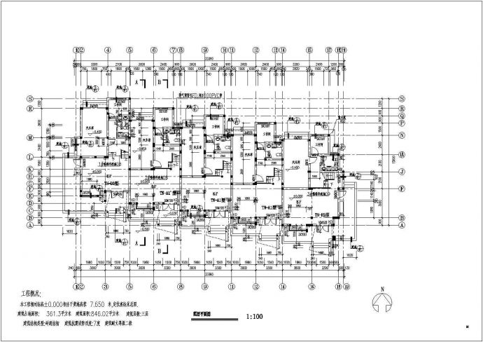 某多层框架结构住宅楼设计cad全套建施图（含施工说明，18张图）_图1
