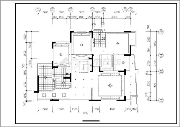 某三室两厅户型私人住宅室内装修设计cad全套施工图（标注详细）-图一
