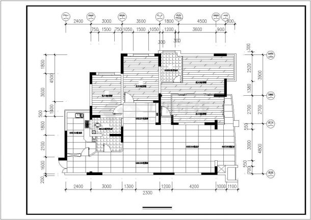 某三室两厅户型私人住宅室内装修设计cad全套施工图（标注详细）-图二
