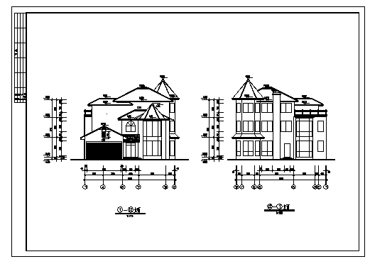 三层A型别墅建筑施工cad图，共七张_图1