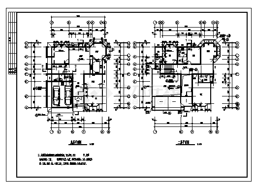 三层A型别墅建筑施工cad图，共七张-图二