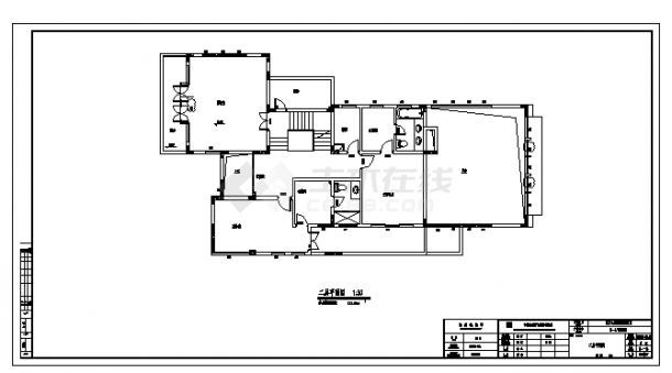 某三层A型别墅建筑施工cad图，共六张-图二