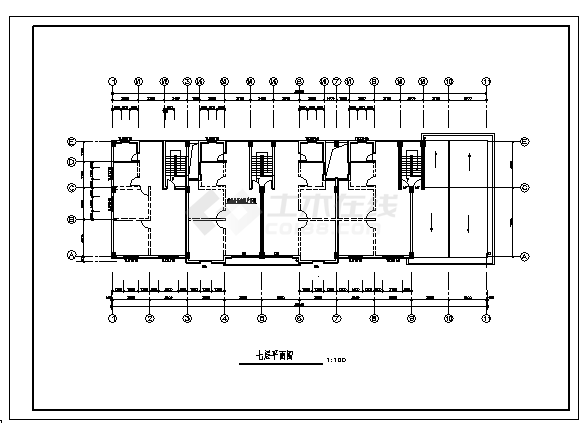 某市七层带地下室阳光城住宅区建筑施工cad图，共十三张-图二