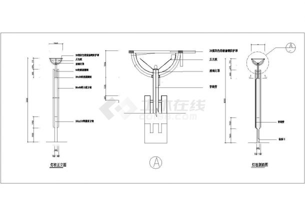 某夜市灯柱CAD大样图设计图纸-图一