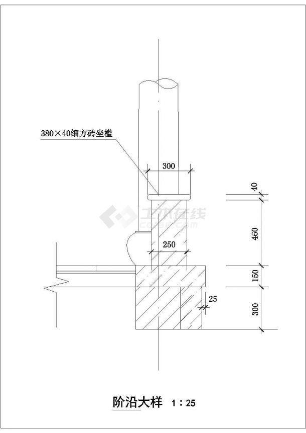 某单层砖木混结构圆套亭设计cad全套建筑施工图（标注详细）-图二