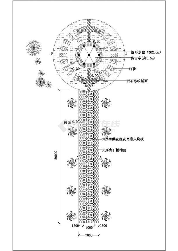 某广场园路铺装CAD设计施工图-图一