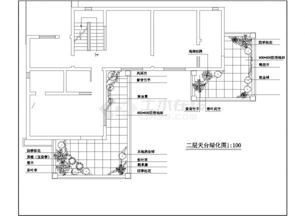 某庭院CAD环境绿化设计施工图纸-图一