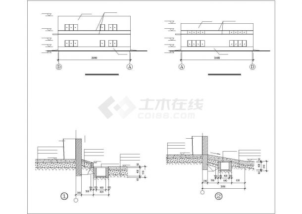 杭州市某食品工厂单层饼干生产厂房建筑设计CAD图纸（200x20米）-图一