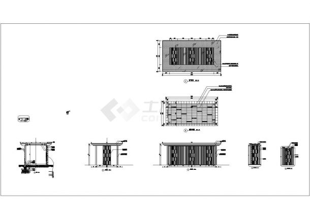 新中式现代中式廊架景观亭花架铝板做法施工图详图-图一