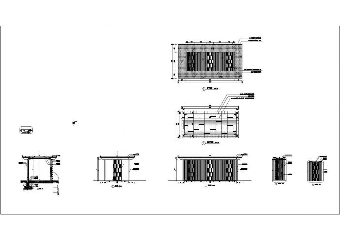 新中式现代中式廊架景观亭花架铝板做法施工图详图_图1