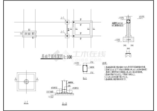 某新厂东大门CAD结构建筑设计完整施工图-图一