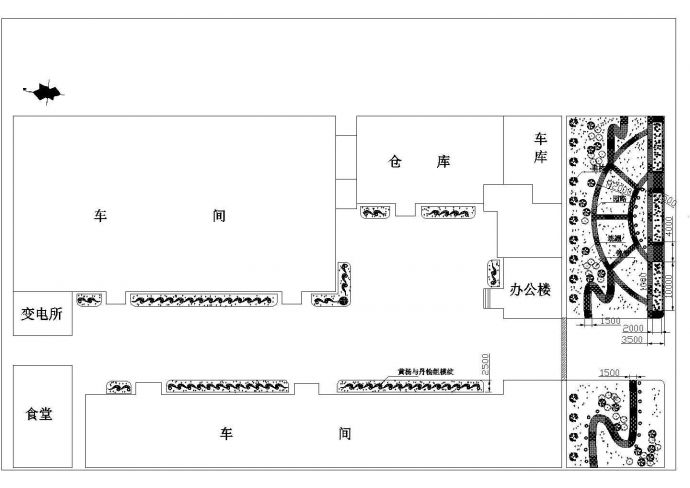 某地区大型工业厂区绿化规划工程设计施工完整CAD图纸_图1