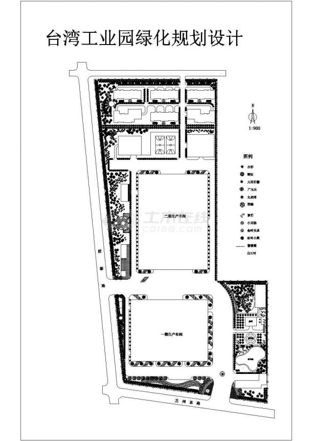 某地区大型工业园绿化规划工程设计施工完整CAD图纸-图一