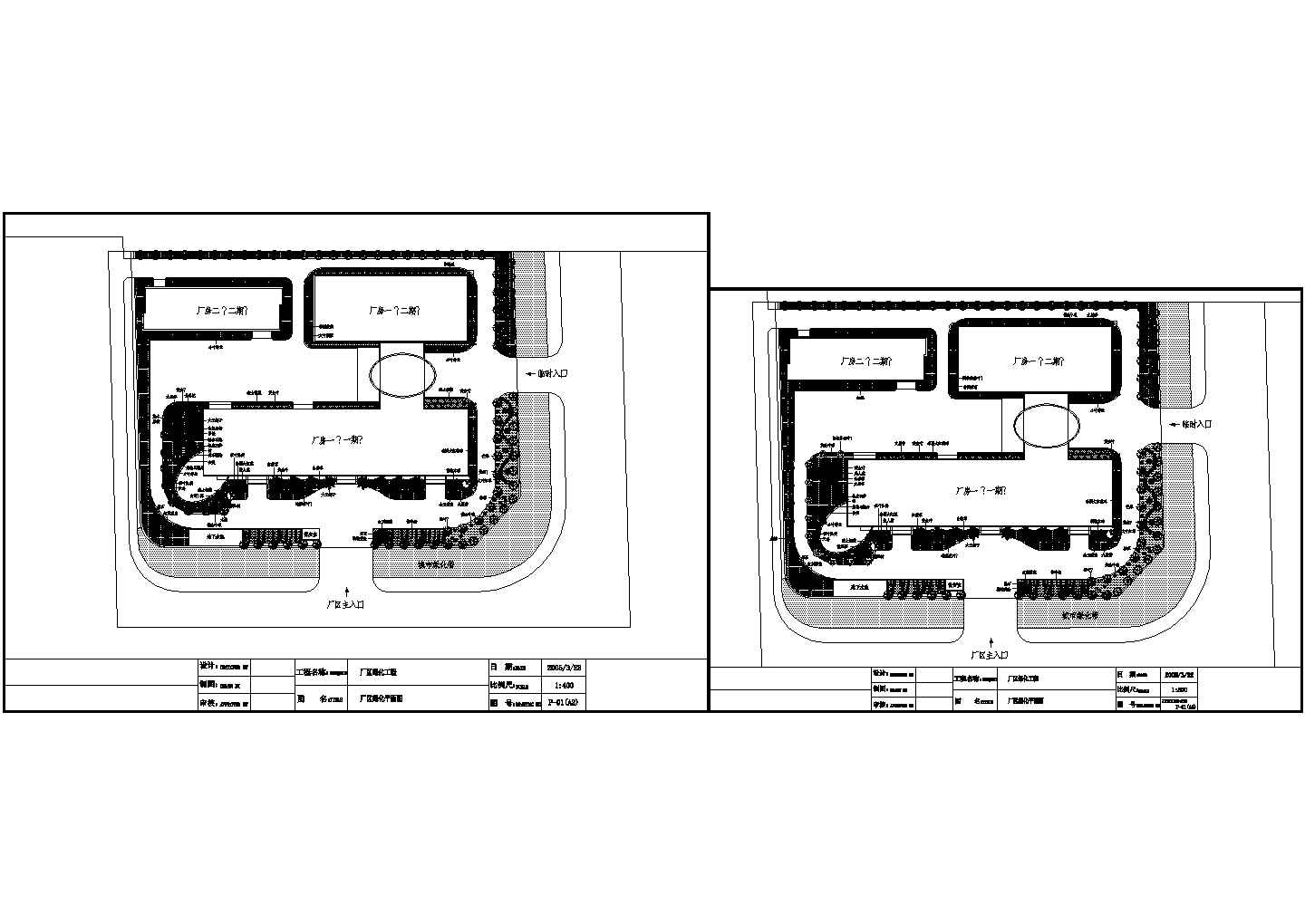 某地区大型工厂园林规划布置平面CAD设计施工完整图纸