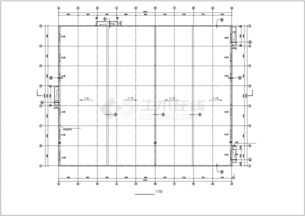 乌鲁木齐市某工厂2200平米单层钢结构加工厂房建筑设计CAD图纸-图一
