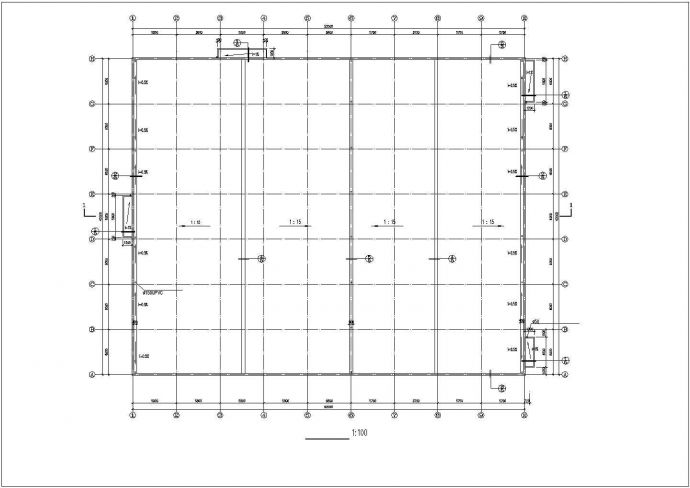 乌鲁木齐市某工厂2200平米单层钢结构加工厂房建筑设计CAD图纸_图1