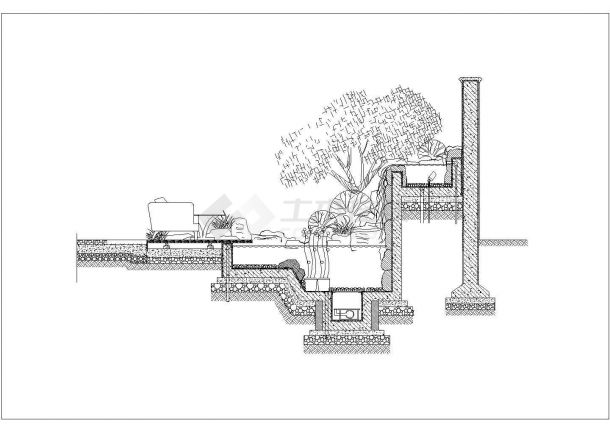 典型园林跌水设计cad示意图甲级院设计