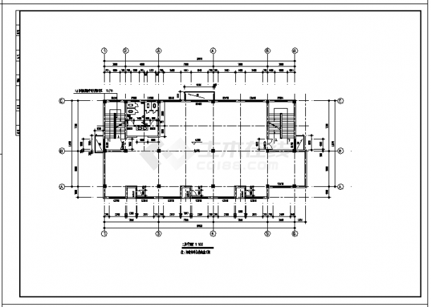 4075平方米某市纺织厂六层办公楼建筑施工cad图，共十五张-图二