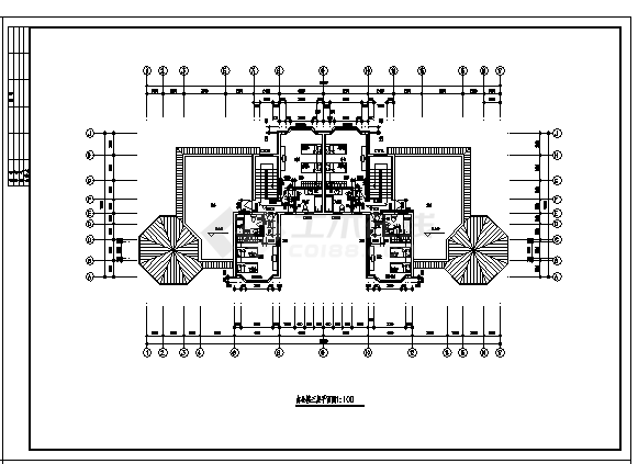 某三层办公楼别墅建筑施工cad图，共六张-图一