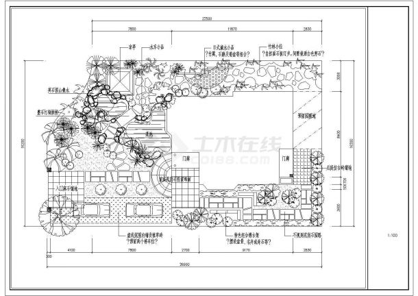 杭州某别墅花园CAD设计平面图施工图-图一