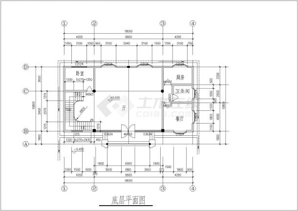 四层18×10.8豪华别墅建筑结构设计全套CAD图-图一