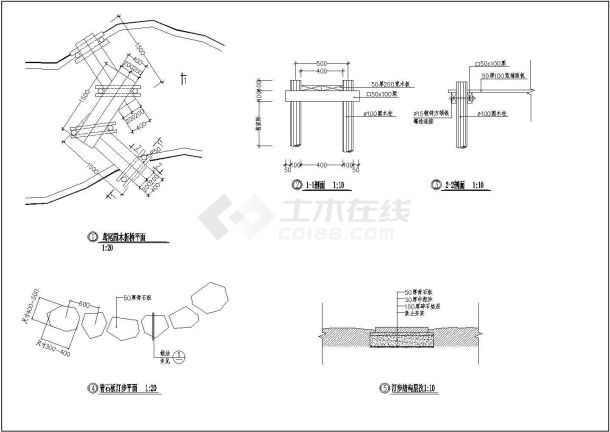 某郊野公园五种桥CAD设计施工详图-图二