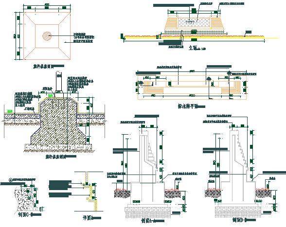 某升旗台的旗台和标志CAD设计施工图