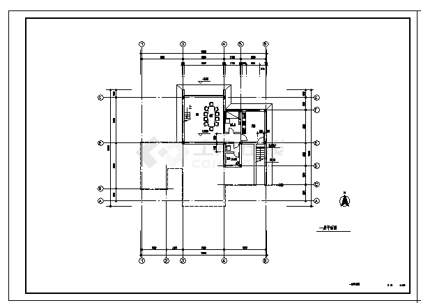 某三层框架结构别墅建筑施工cad图，共七张-图二
