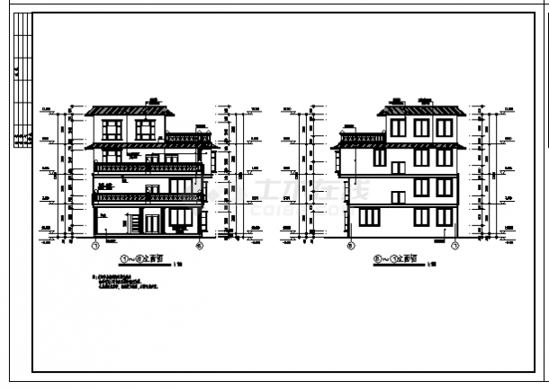 488平方米四层私人住宅建筑施工cad图，共九张-图二