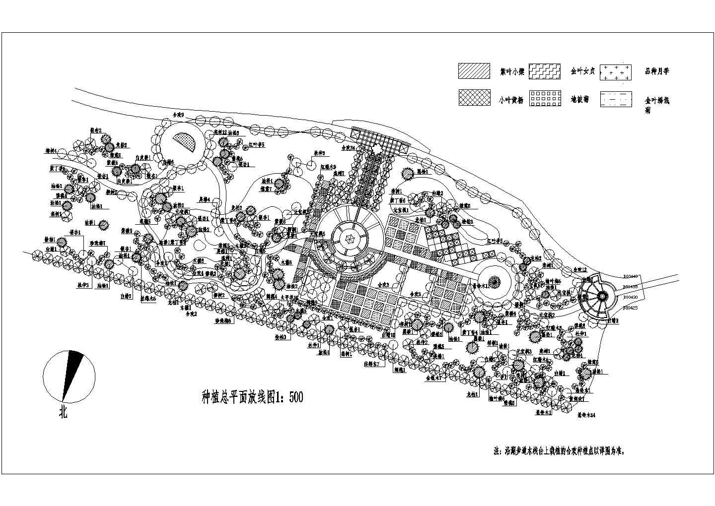 某护城河河道绿化CAD设计平面图