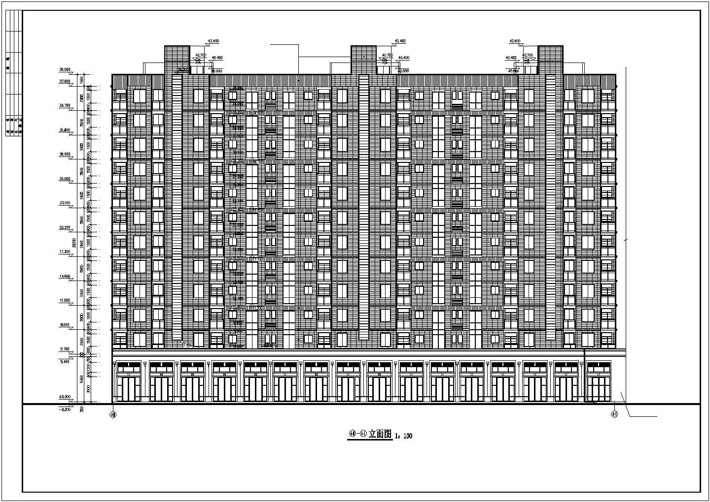 南京市裕华小区11层框架结构商住楼全套建筑设计CAD图纸（含跃层）