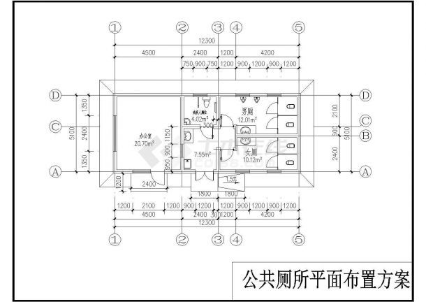 某公共厕所CAD设计施工方案图-图二